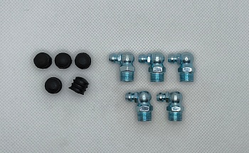 Комплект угловых пресс-масленок М8х1 90 градусов с защитным колпачком 10 шт