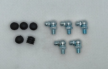 Комплект угловых пресс-масленок М6х1 90 градусов с защитным колпачком 10 шт